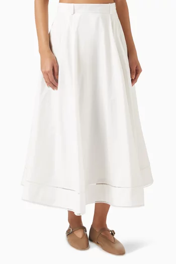 Ladder Lace Circle Skirt in Cotton Poplin