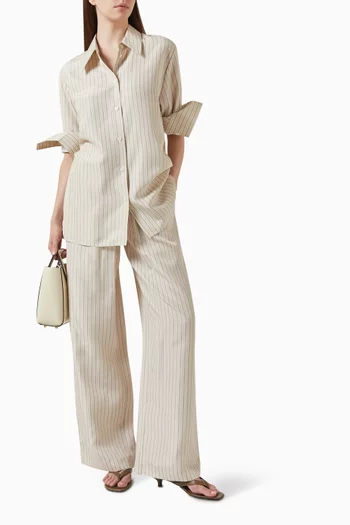 قميص بنقشة مخططة حرير