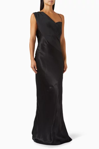 Minka Slip Maxi Dress in Satin & Cotton