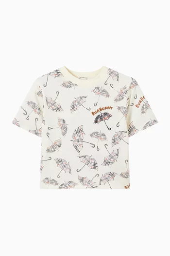 Check Umbrella T-shirt in Cotton