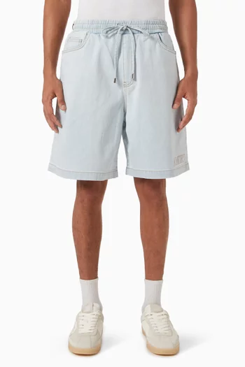 3D Drawstring Shorts in Denim