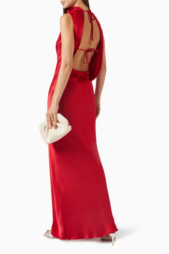 Tatum Cowl-back Maxi Dress in Satin