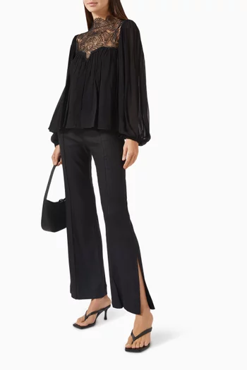 Emory Lace-trim Blouse in Georgette