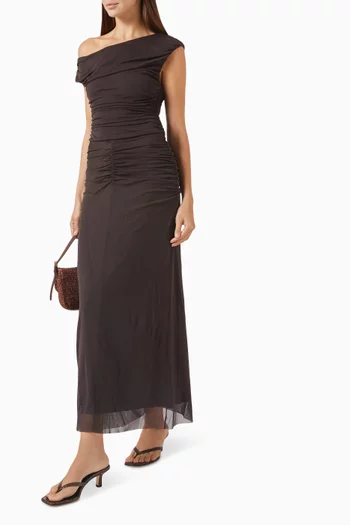 Mira Off-shoulder Maxi Dress in Mesh