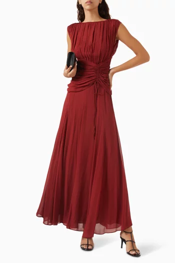 Rowe High Neck Maxi Dress in Viscose Georgette