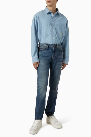 بنطال جينز بقصة ضيقة دينم قطني