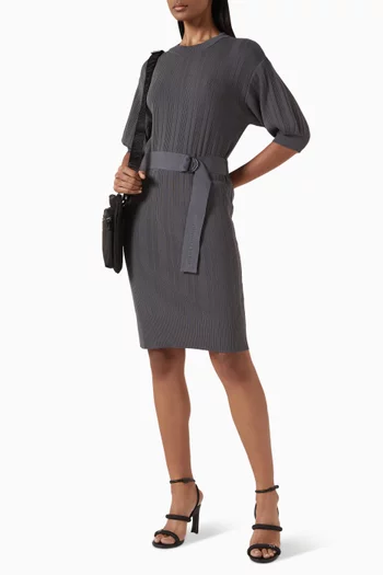 Belted Midi Dress in Viscose-blend