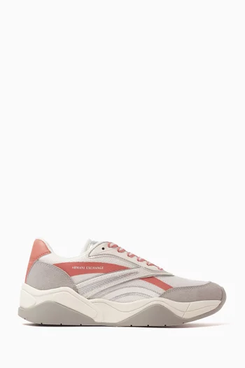 Low-top Sneakers in Leather & Mesh
