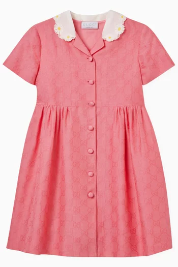 GG Daisy-embroidered Dress in Cotton-jacquard