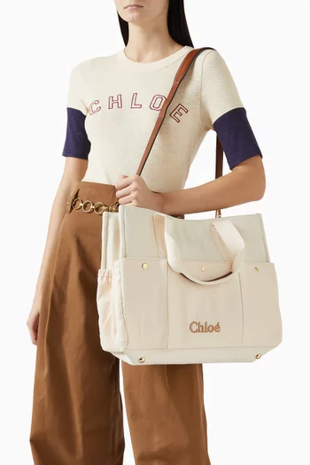 حقيبة مستلزمات الأطفال بتطريز شعار الماركة قنب