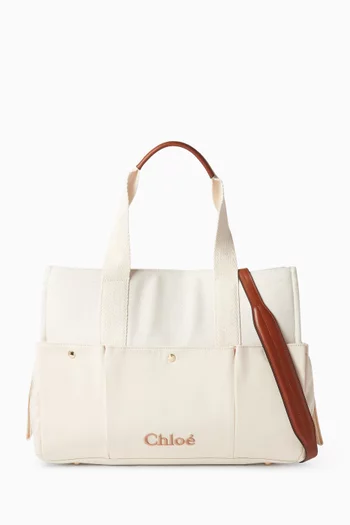 حقيبة مستلزمات الأطفال بتطريز شعار الماركة قنب