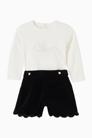 طقم تي شيرت وشورت بشعار الماركة