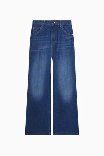 Whiskering-Effect Faded Jeans