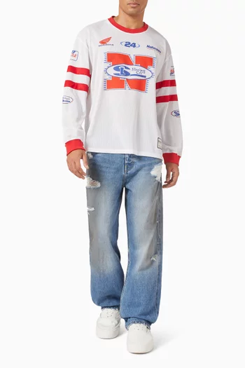 تي شيرت بطبعة Racing قماش شبكي جيرسيه