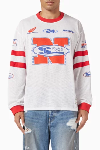 تي شيرت بطبعة Racing قماش شبكي جيرسيه