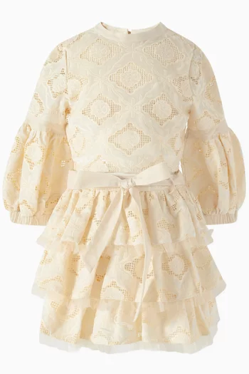 Embroidered Ruffle Mini Skirt