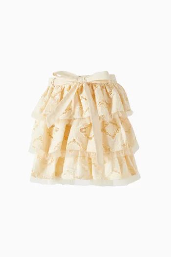 Embroidered Ruffle Mini Skirt