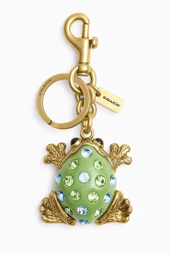 Frog Crystal Bag Charm in Gold-tone Brass