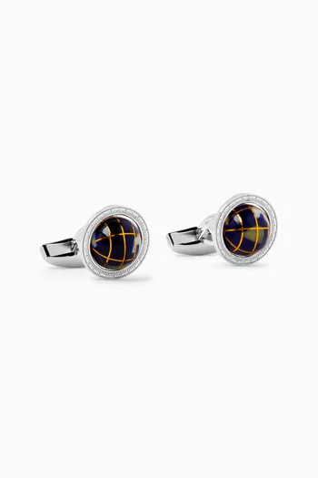 Globe Lapis Cufflinks in Sterling Silver