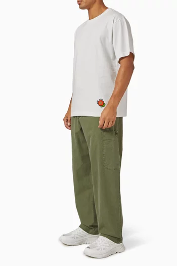 Elephant Logo Embroidered Cargo Pants in Coated Cotton