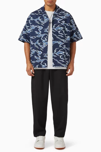 Ocean Camo Hawaiian Shirt in Cotton