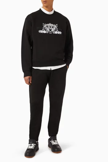 Happy Tiger Embroidered Sweatshirt in Cotton