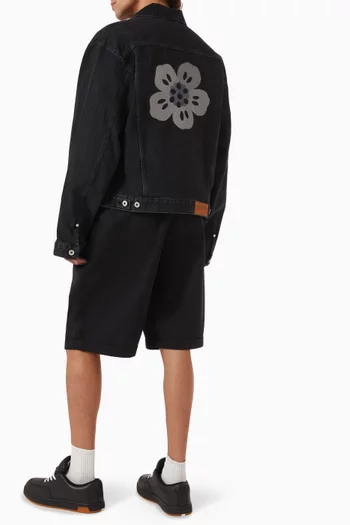 Boke Flower Embroidered Trucker Jacket in Denim