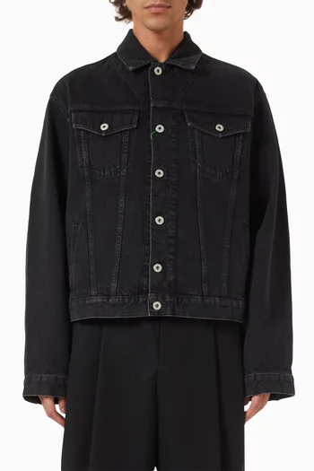 Boke Flower Embroidered Trucker Jacket in Denim