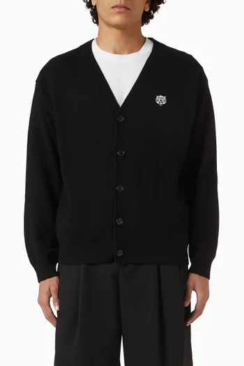 كارديغان بشعار نمر يبتسم مزيج صوف وقطن