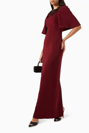 Embellished-neckline Maxi Dress