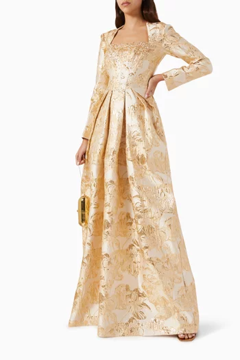 Floral Brocade Maxi Dress
