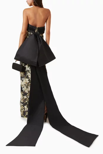 Floral-embroidered Bow Maxi Dress