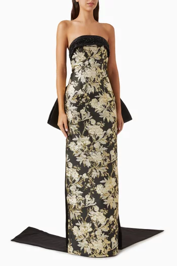 Floral-embroidered Bow Maxi Dress