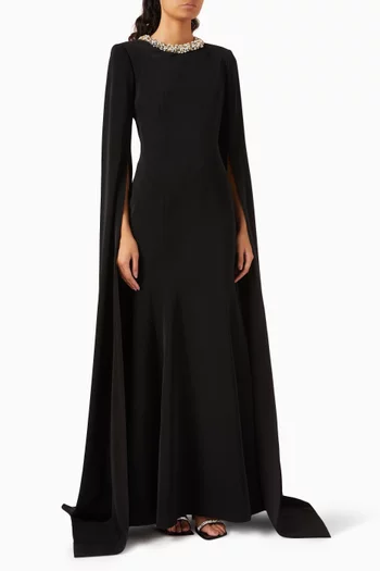 Pearl-embellished Cape Dress