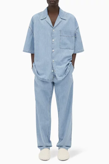 قميص بقصة مربعة دينم قطن