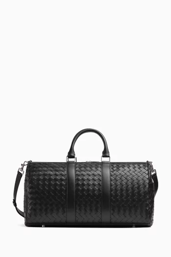 Medium Classic Duffle Bag in Intrecciato Leather