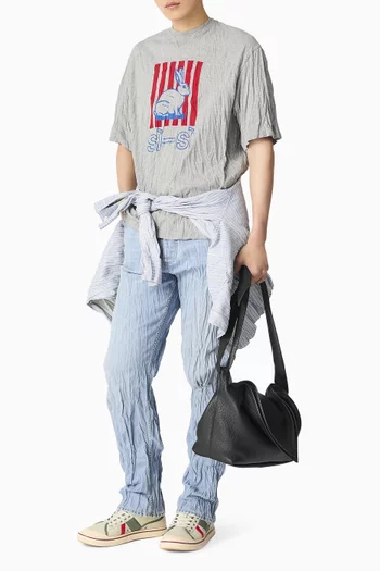 تي شيرت بطبعة قطن جيرسيه عضوي مجعد