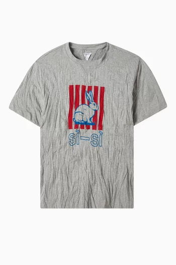 تي شيرت بطبعة قطن جيرسيه عضوي مجعد