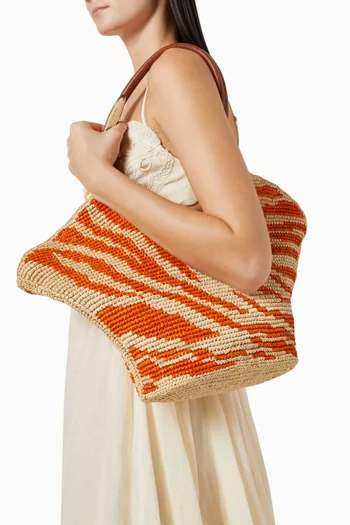 Medium Goldentime Tote in Raffia