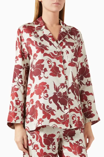 Alan Floral-print Shirt in Silk-twill