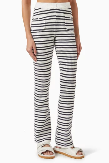 Camden Striped Rib-knit Pants