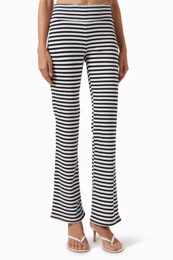 Bambi Striped Flare Pants in Cotton Blend