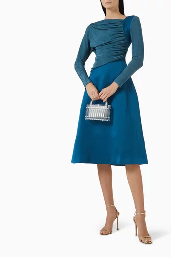 فستان متوسط الطول بدرابيه