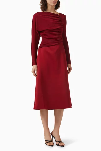 فستان متوسط الطول بدرابيه