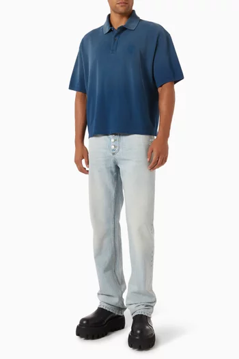 Faded Effect Polo Shirt in Cotton