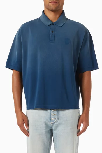 Faded Effect Polo Shirt in Cotton