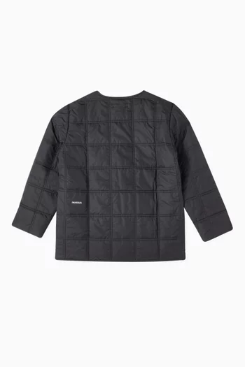 Flower-Warmth Quilted Collarless Jacket