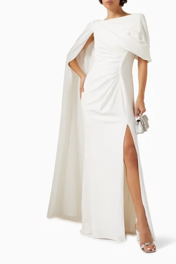 Acadia Shawl Draped Gown in Crepe