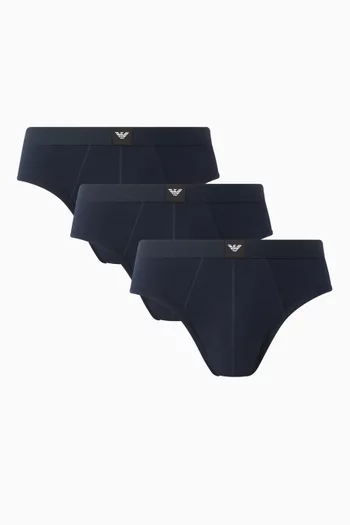 Logo Label Briefs in Stretch Cotton, Set of 3