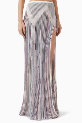 Striped Maxi Skirt in Viscose-knit